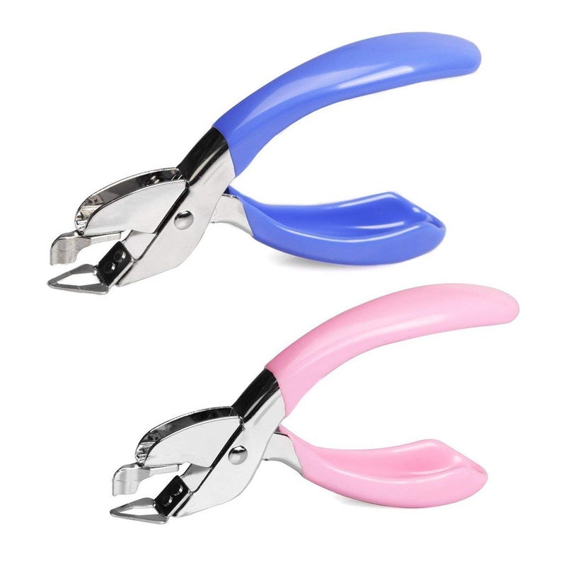 YUEKUI Staple Removers Staple Pull Office Staple Removal Tool Hand-held Comfort and Energy Saving, no Damage to Paper(Pink and Blue) - Image 1